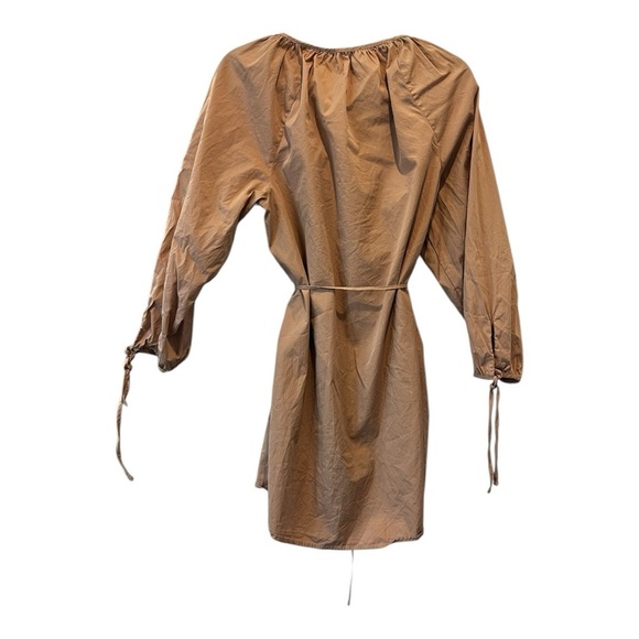 J. Crew Brown Ruched Tie Front Shirt Dress- size Medium - Picture 2 of 3